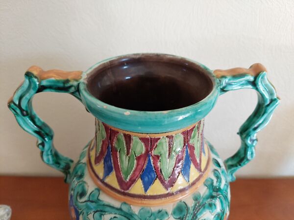 Grand vase faïence de monaco cerart 1950 1960