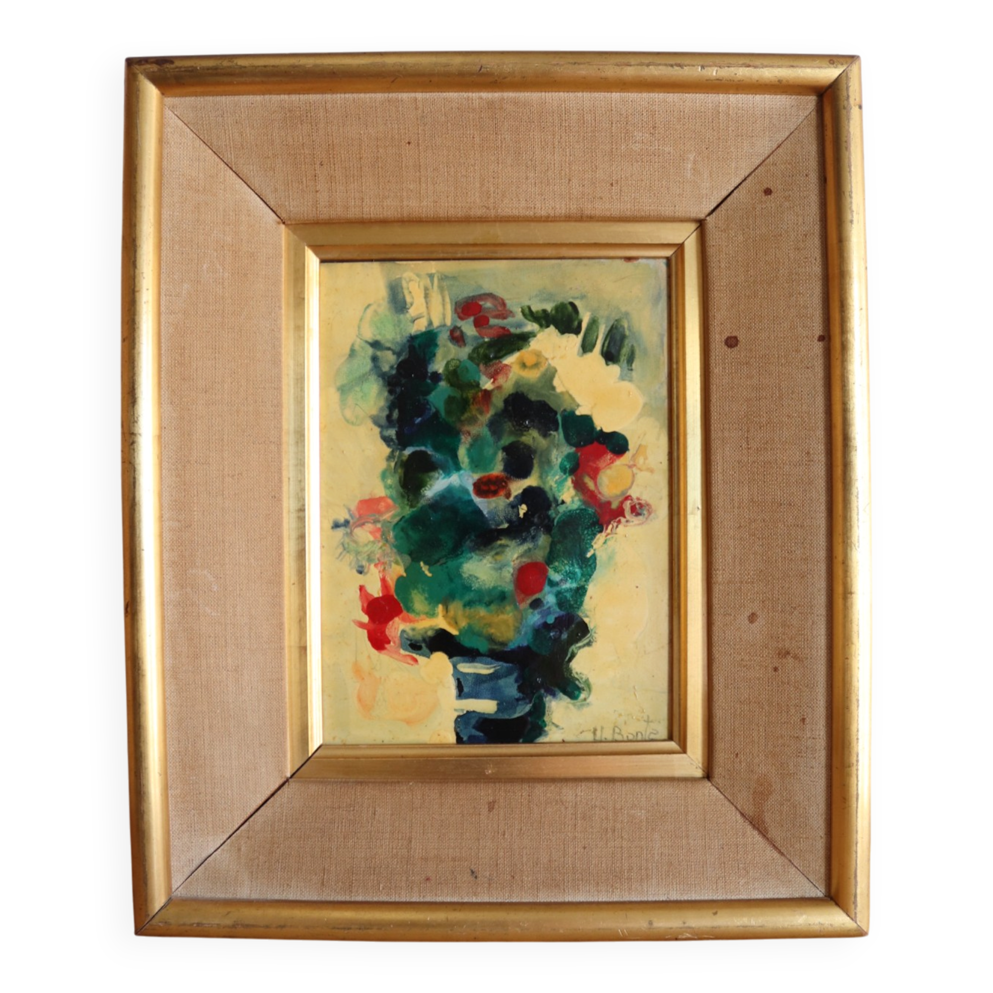 Framed abstract floral composition, around the 60s/70s.
