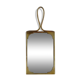 Old brass mirror rectangular shape to hang/hand-facing 35x22cm