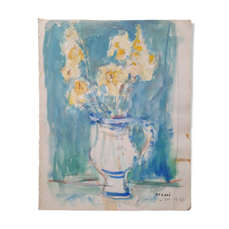 Painting by Nagao Usui: "Bouquet of Yellow Flowers"