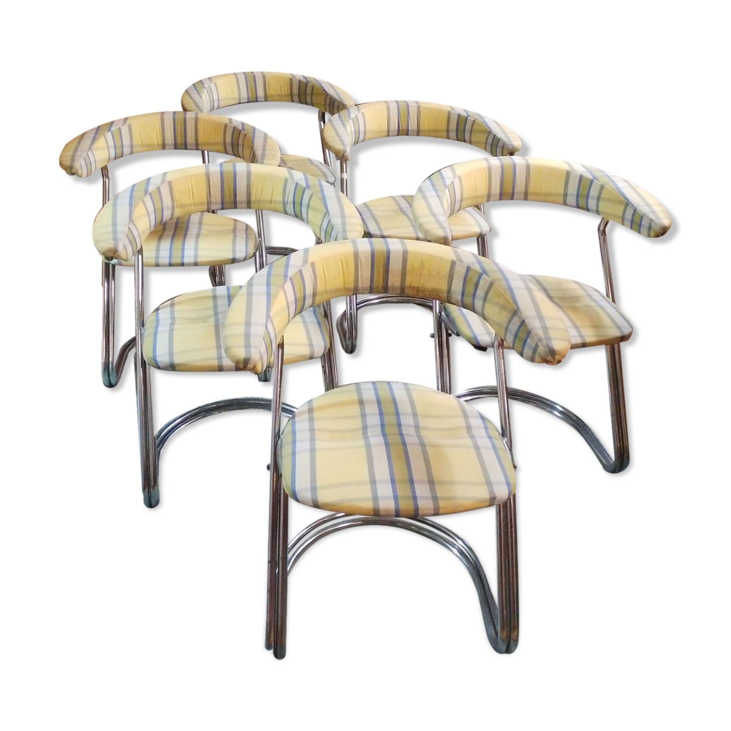 6 fauteuils en chrome