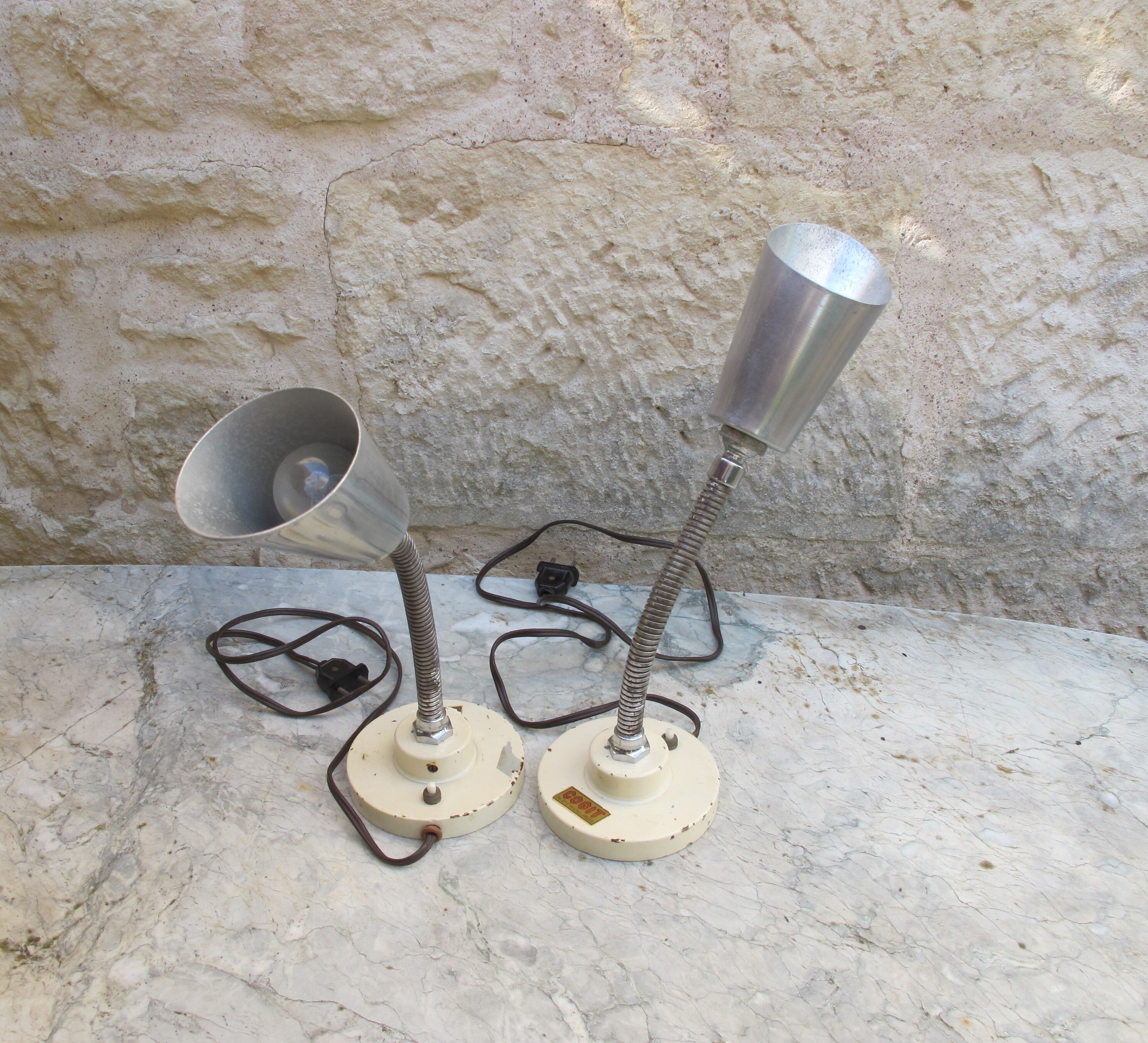 Cogit pair of vintage lamps, workshop, loft, lab, 1950s/60s