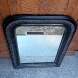 Black arched mirror with period and Napoleon III style patterns - mercury ice