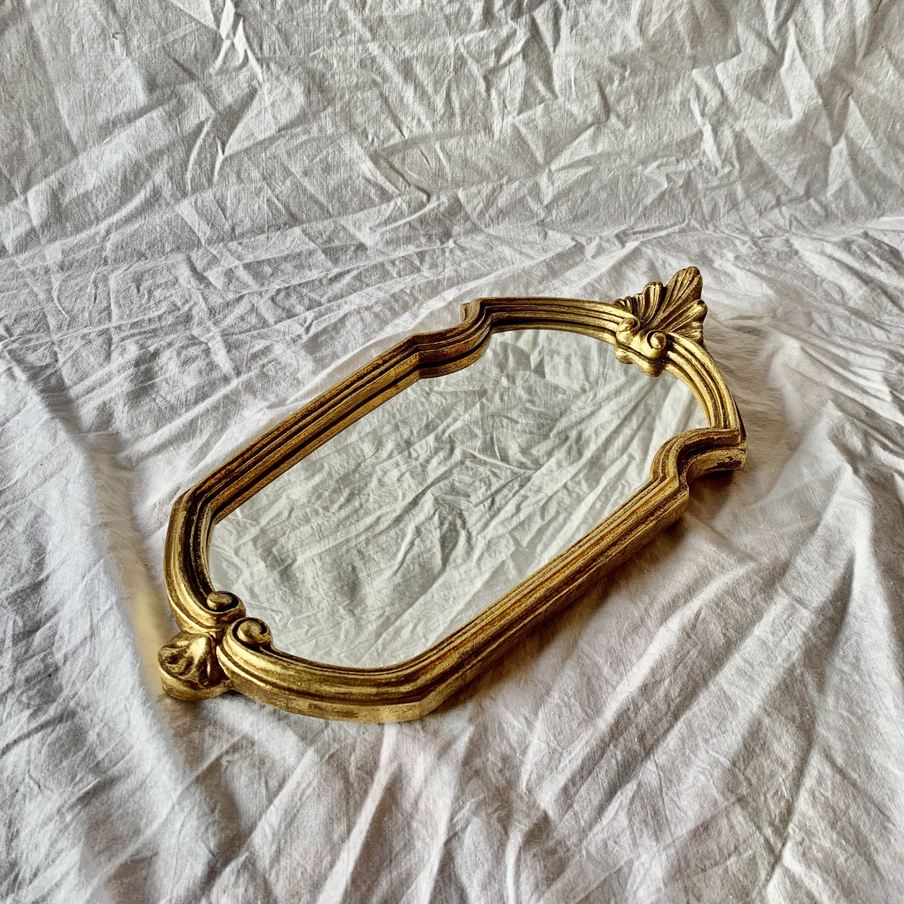 Vintage gold resin wall mirror