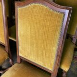 Suite of 6 chairs walnut and yellow velvet louis XIV style