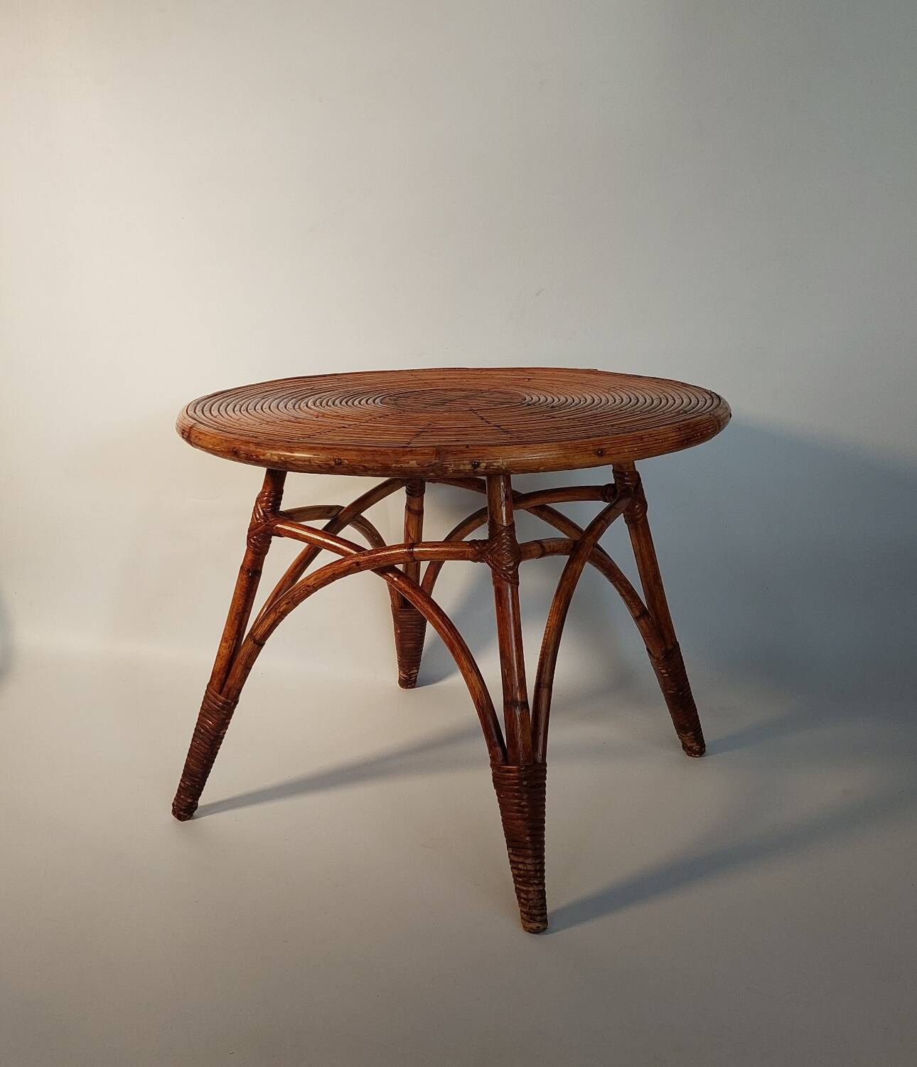 Rattan coffee table circa 1955