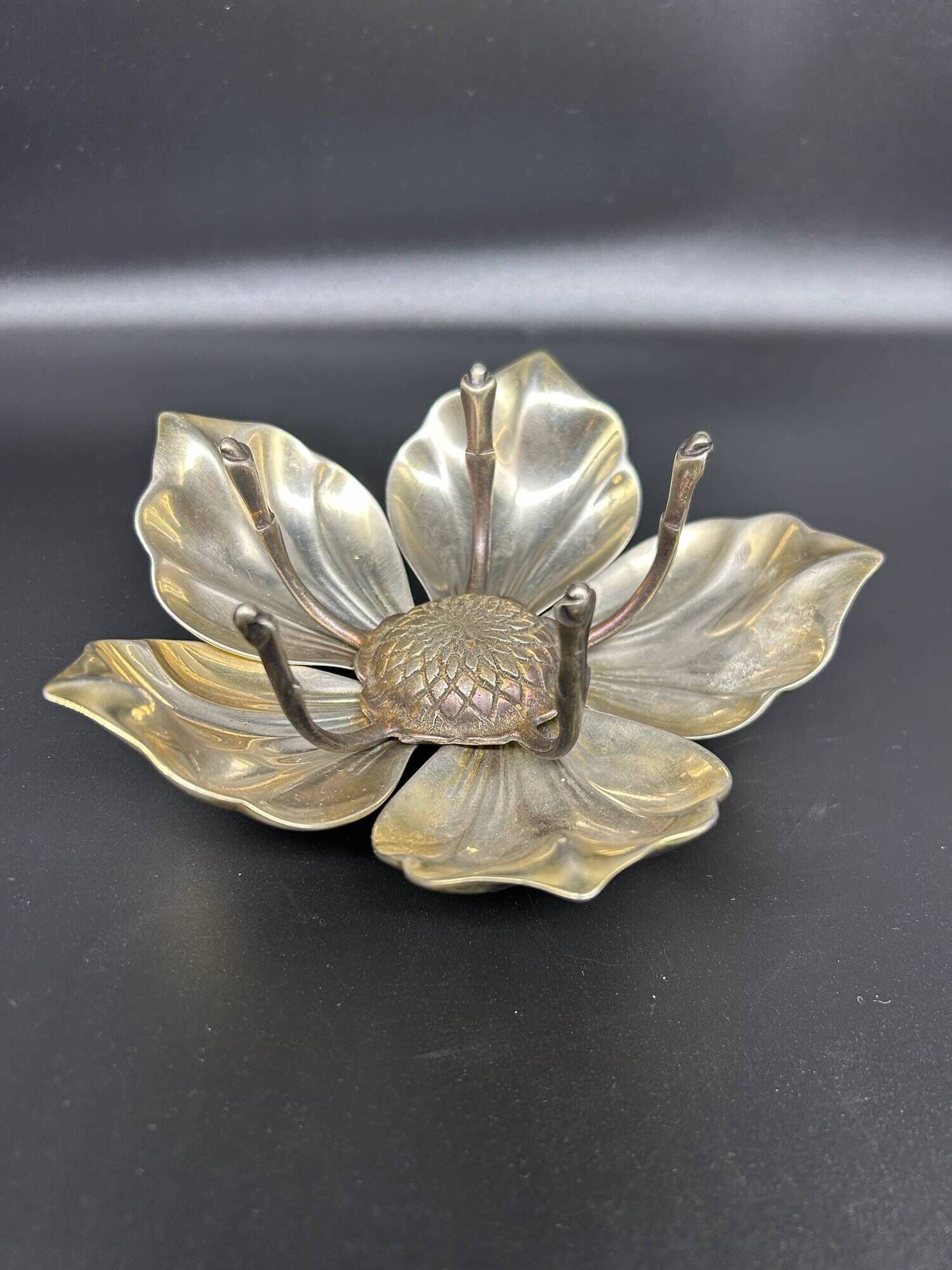 metal flower with removable petals 1970s