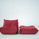 Togo set of chair and pouf in raspberry velvet