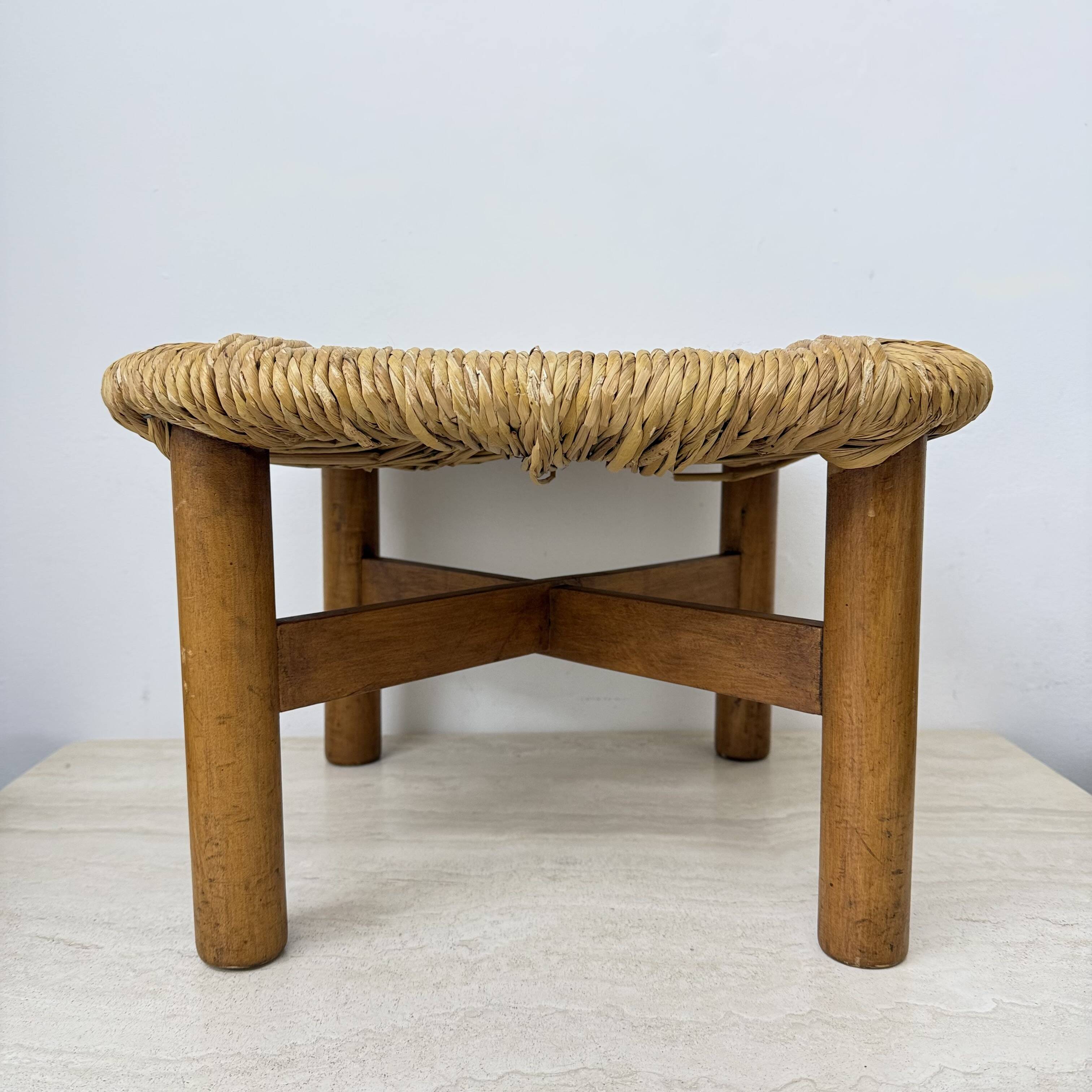 Italian Rush Stool by Lorenzo Forges Davanzati, 1960s