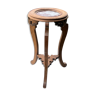 Pedestal table wood and marble