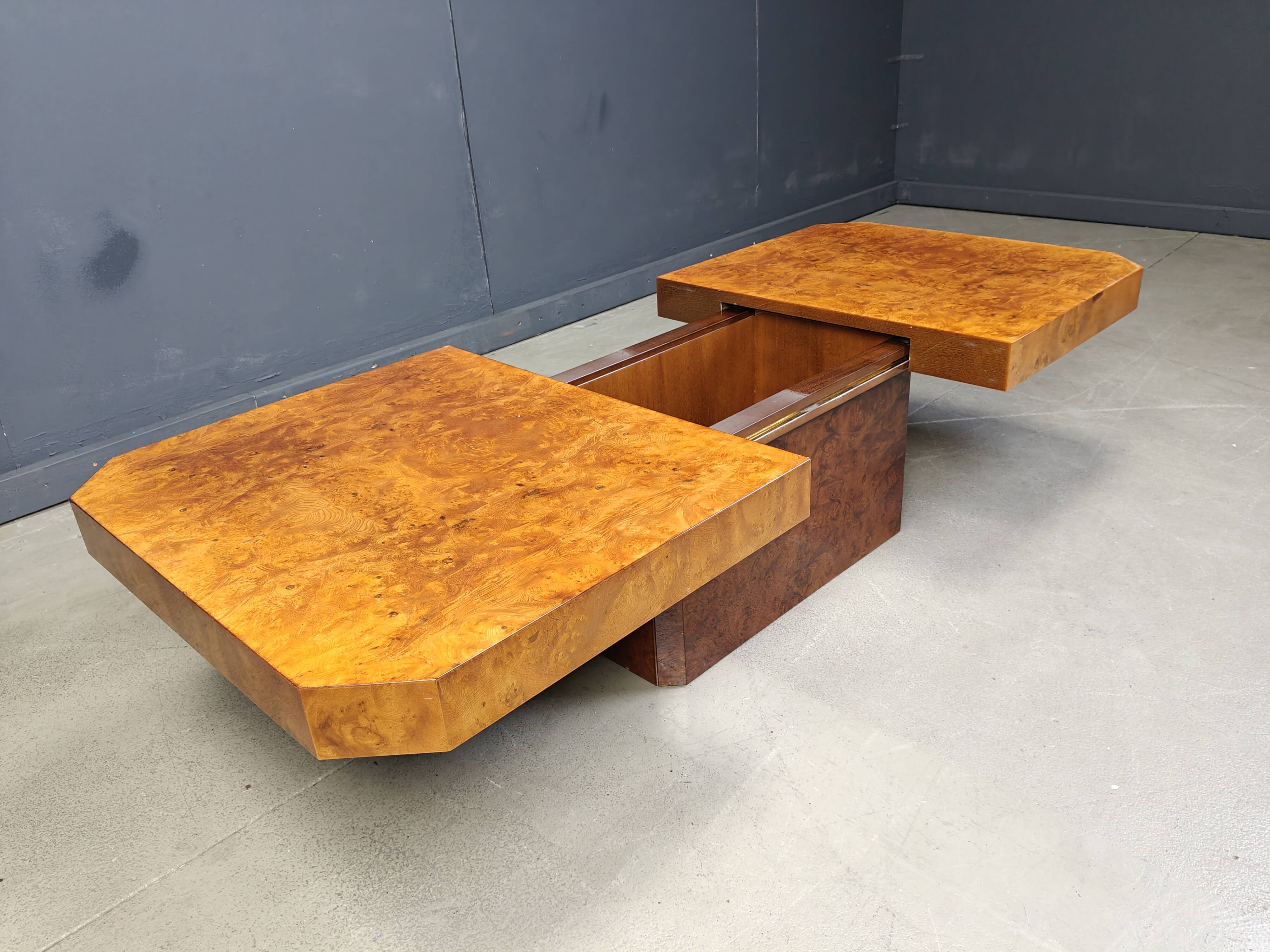 Hollywood regency hidden bar coffee table, 1970s