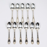 Box of 11 small spoons in Marly style CL in silver-plated metal – late 19th century