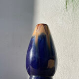 Belgian vase in blue and beige flamed stoneware
