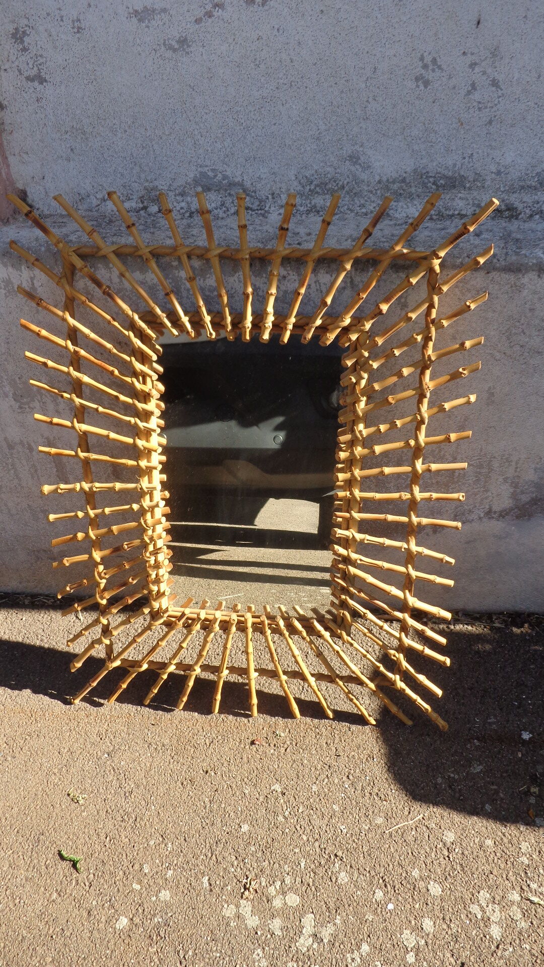 Vintage wicker mirror