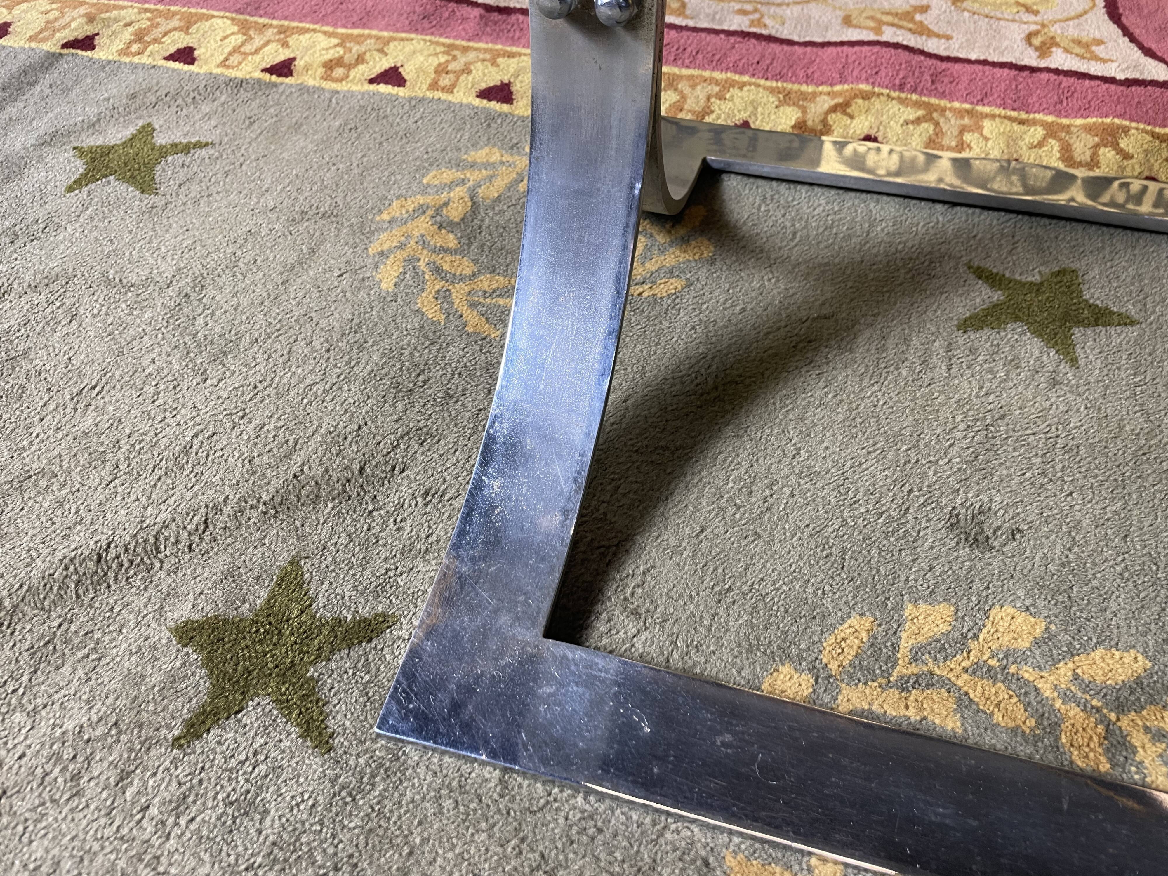 Coffee table in chromed metal and smoked glass 1970