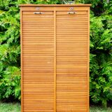 Double curtain file cabinet, 1950s, light oak