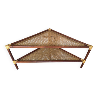 Triangular Bamboo Rattan Coffee Table + Caned Tops Unique Model