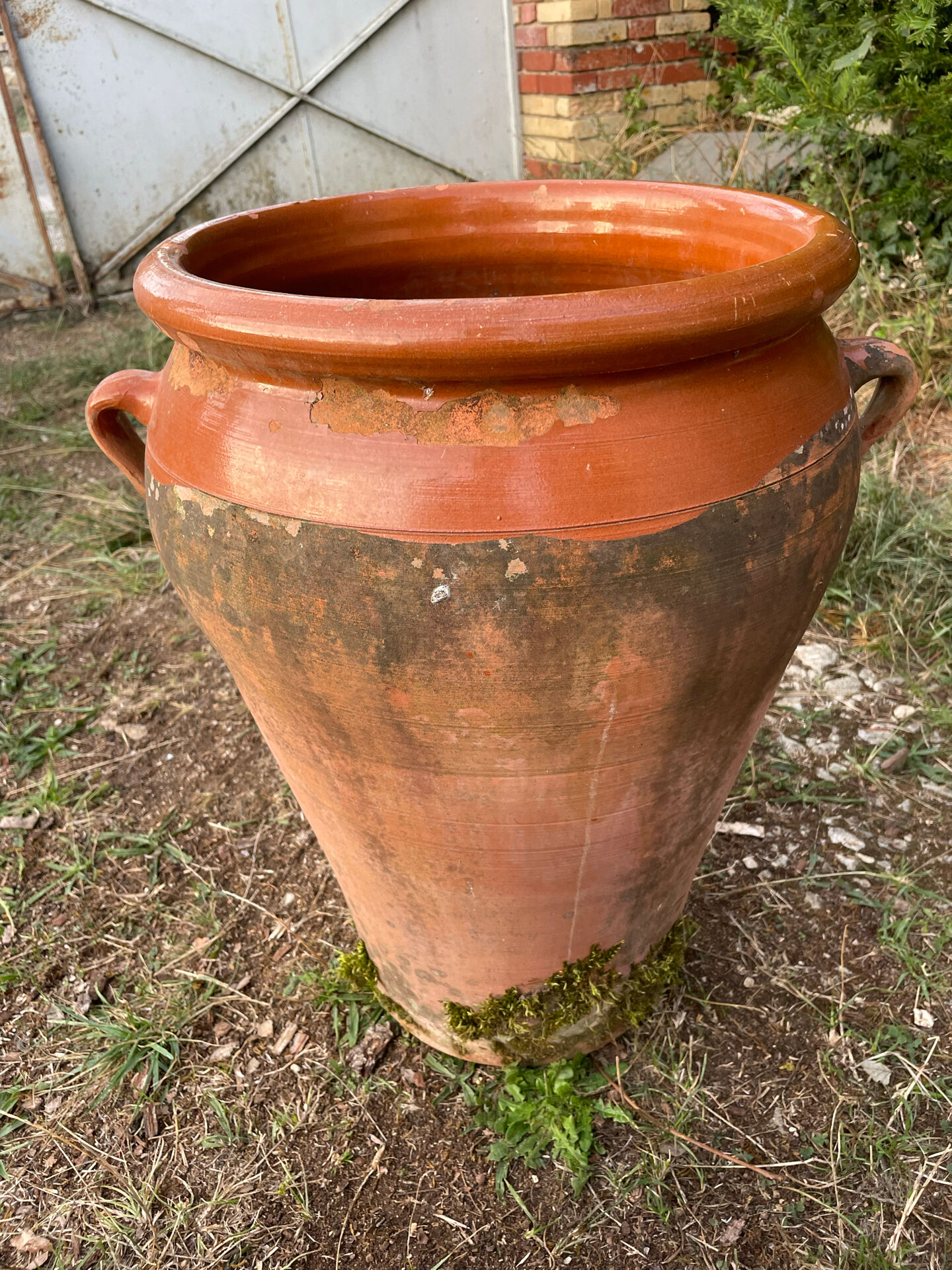 Large ancient jar in glazed terracotta – H. 56 cm