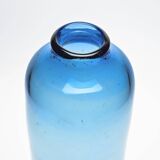 Cylindrical vase in light blue glass by Claude Morin, circa 1975