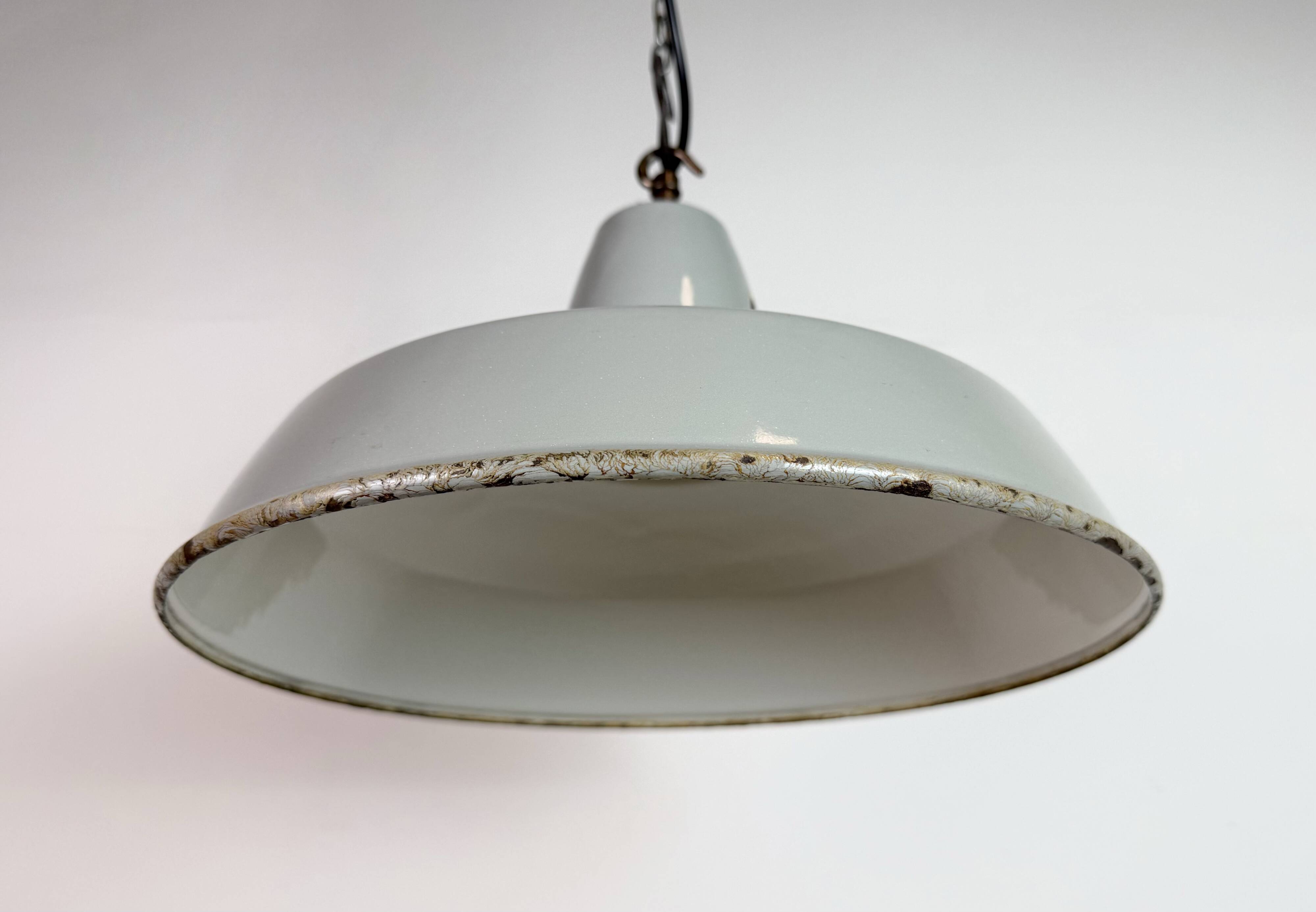 Industrial Grey Enamel Factory Pendant Lamp from Thorlux, 1960s