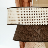 Large triple lampshade in cannage