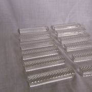 12 crystal knife rests in their box, Hungary, diamond point