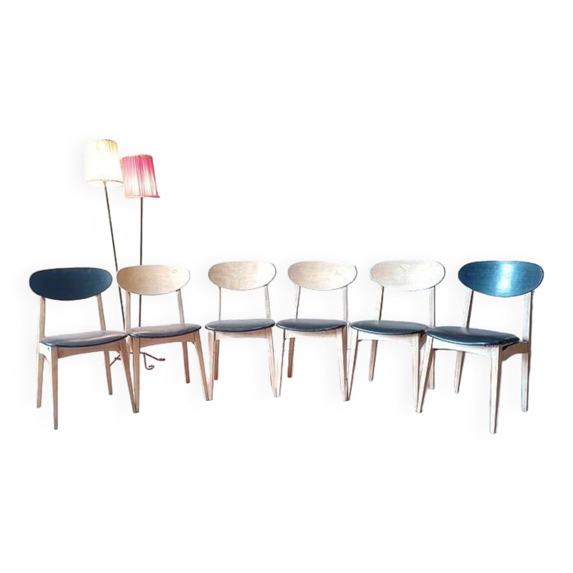 6 chaises vintage scandinave en teck années 1960