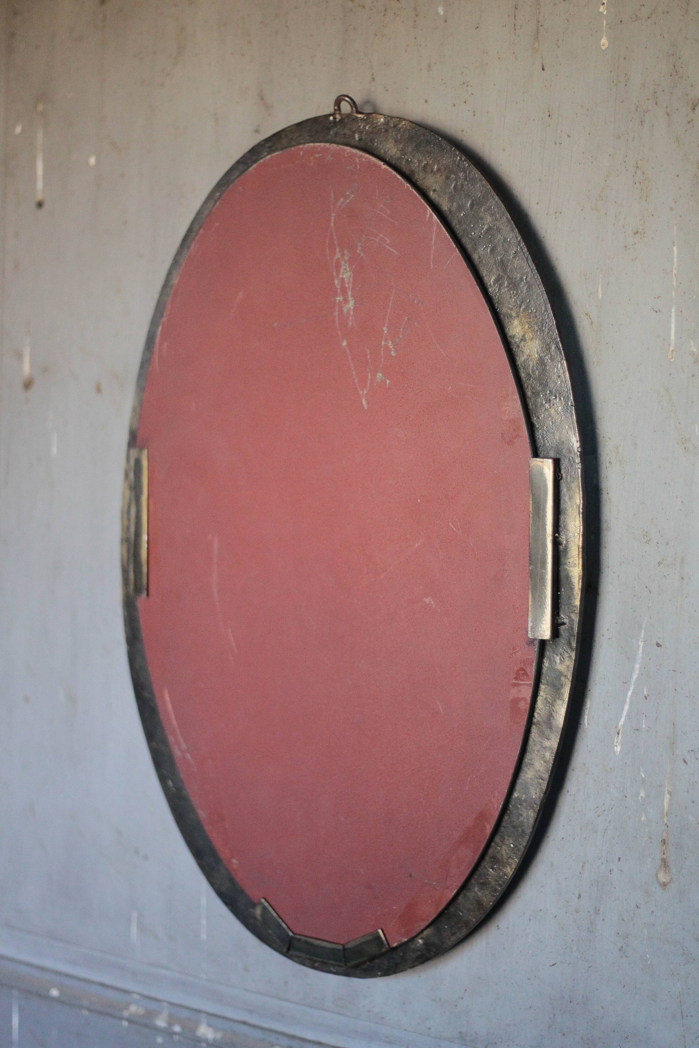 Vintage mirror, wall mirror, oval mirror, wrought iron mirror, brutalist