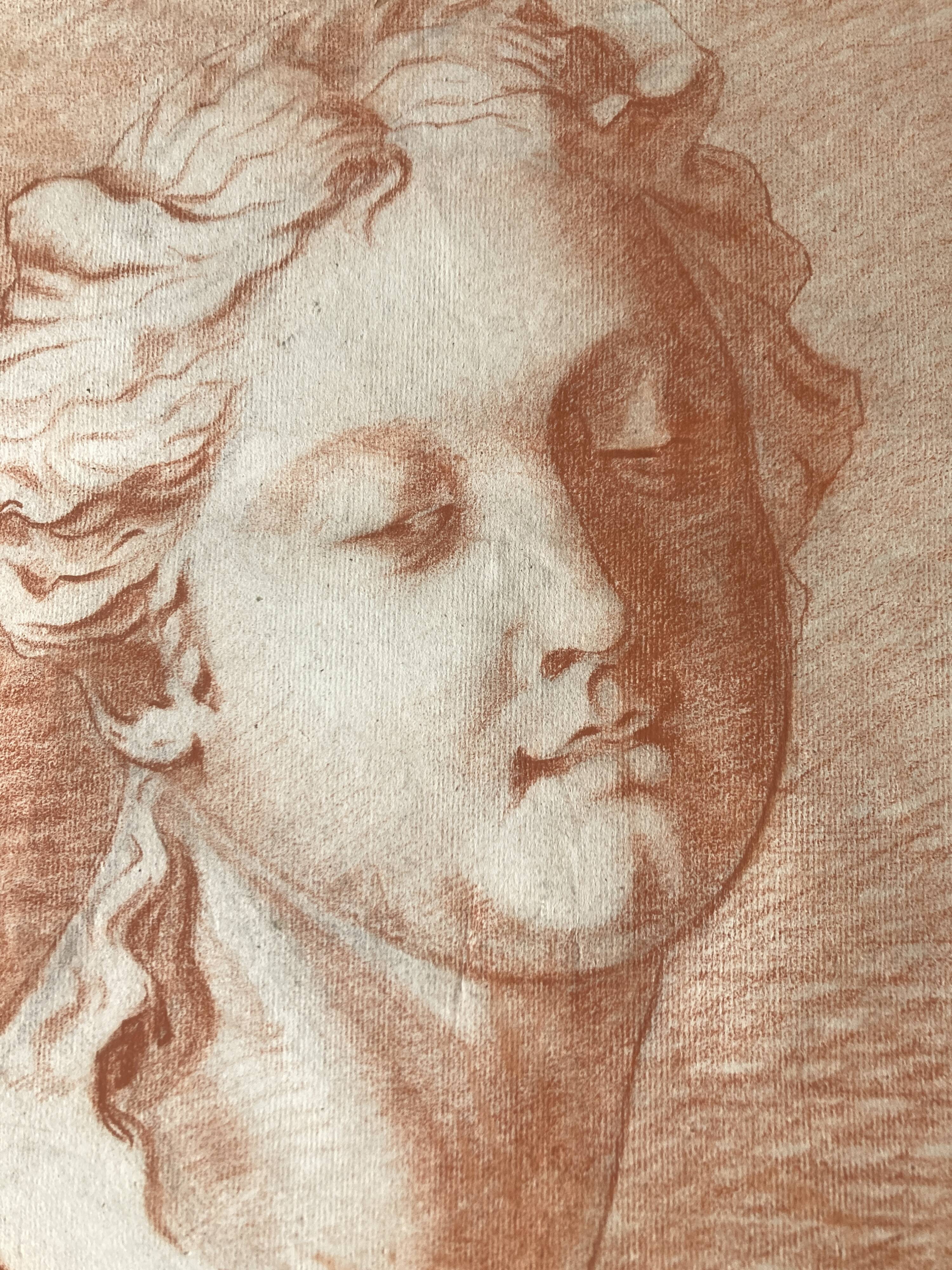 Workshop drawing of an antique portrait in sanguine around 1900