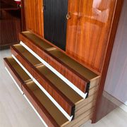 Vintage Italian Wardrobe, Walnut, Fluted Wood, Brass Feet 1950s italian