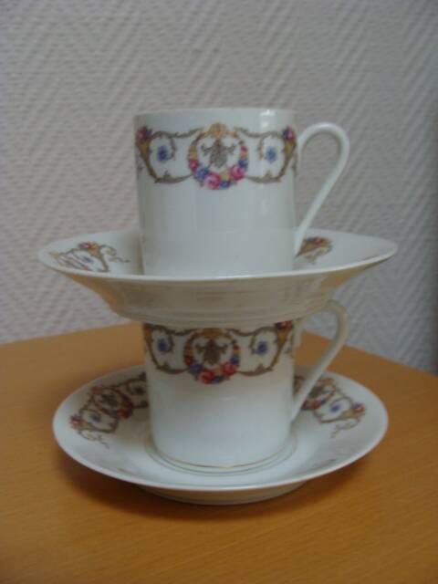 Cups and saucers Louis Lourioux / Limoges