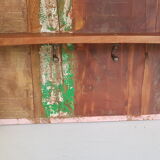 Wall shelf 3 shelves + 4 hooks cast iron in polychrome wood