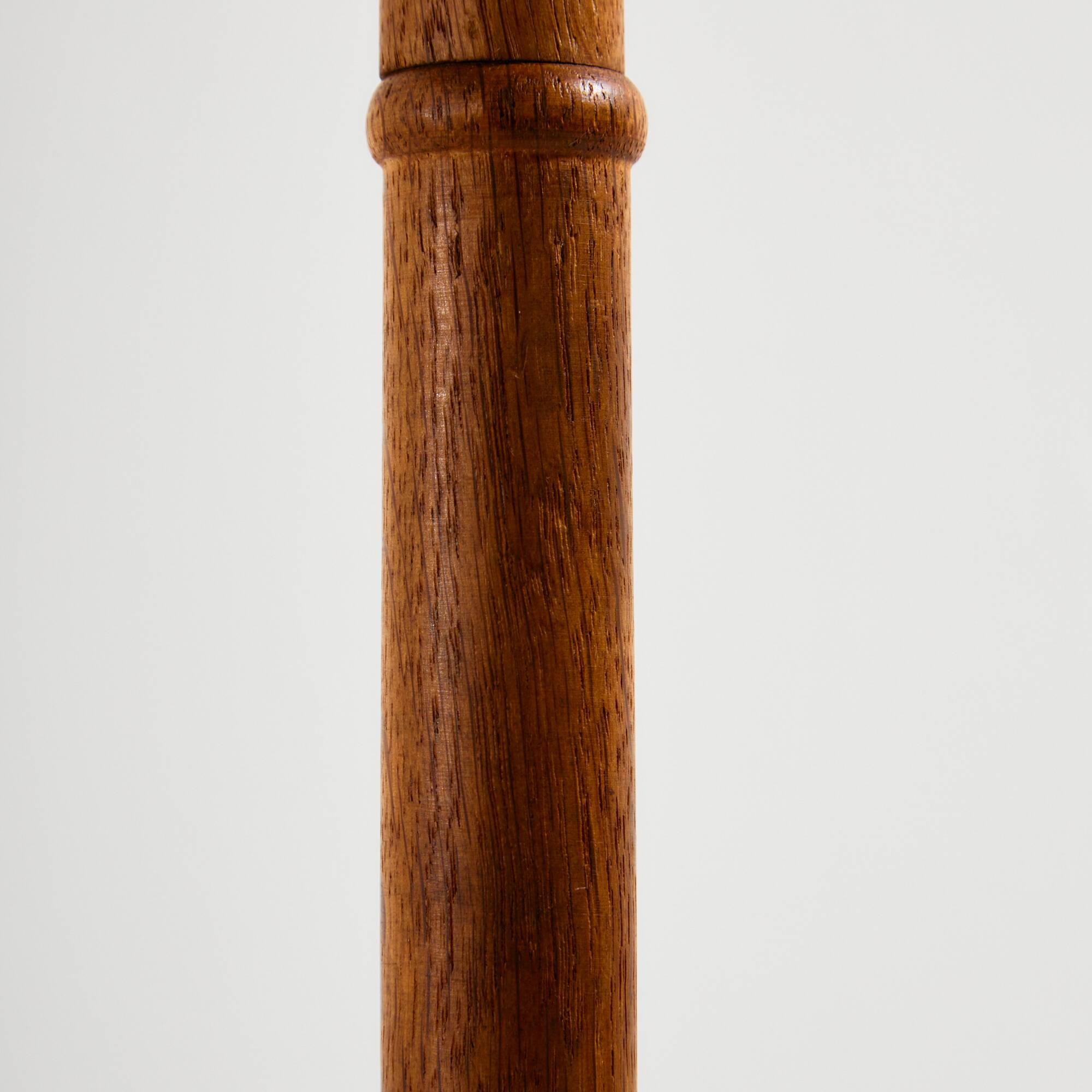 Oak and brass floor lamp