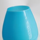 Large blue and white opaline vase