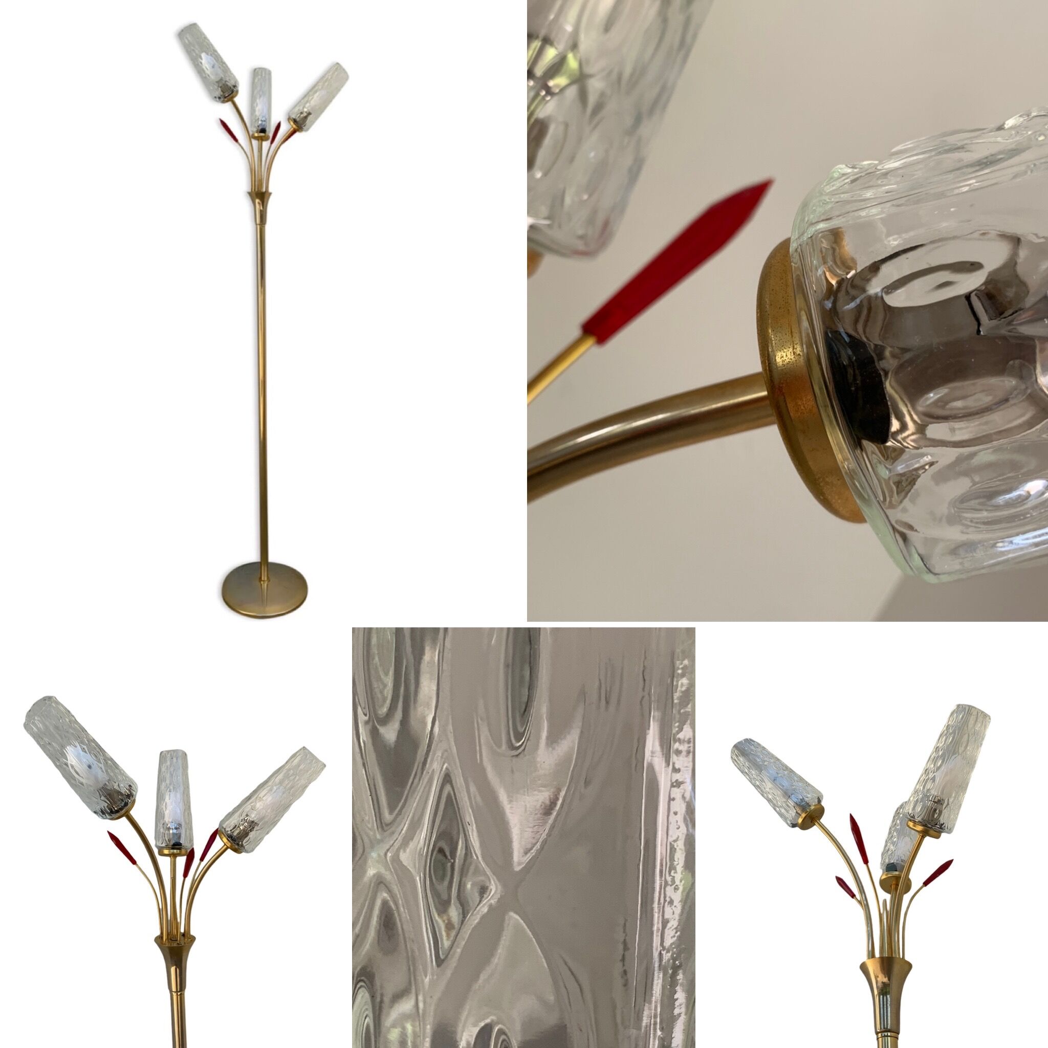 Vintage brass floor lamp with 3 lights, 1960s