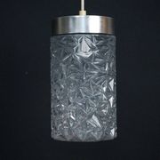 Pair of Italian Pendant Lights in Glass and Polished Aluminum, 1970s