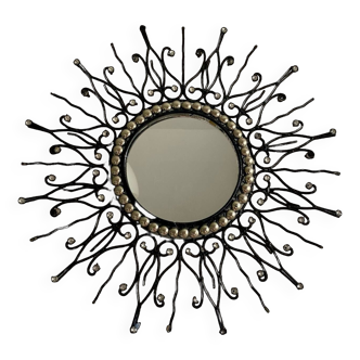 Wrought iron sun mirror, handmade