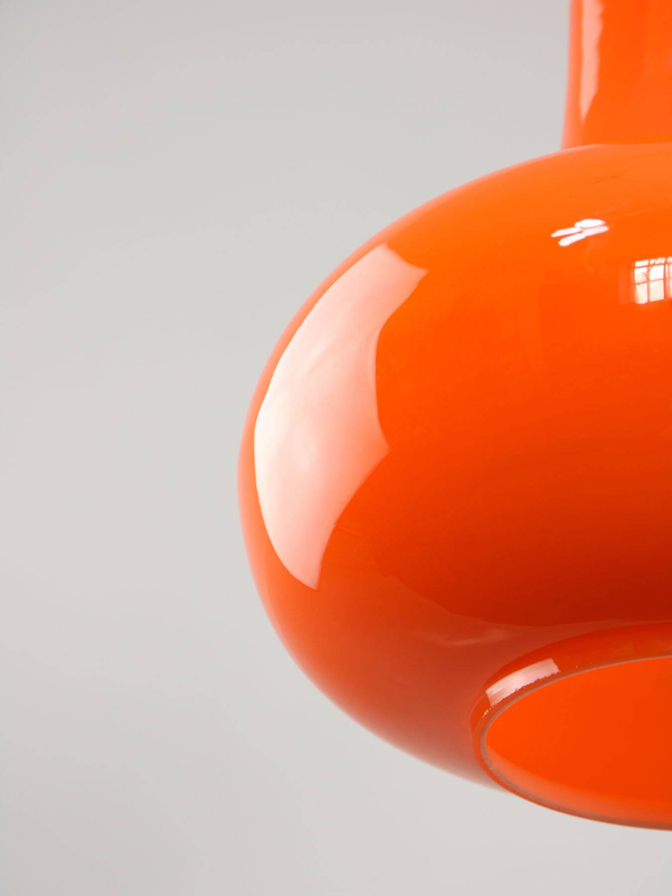 Mid-Century Italian Orange Glass and Brass Pendant Lamp