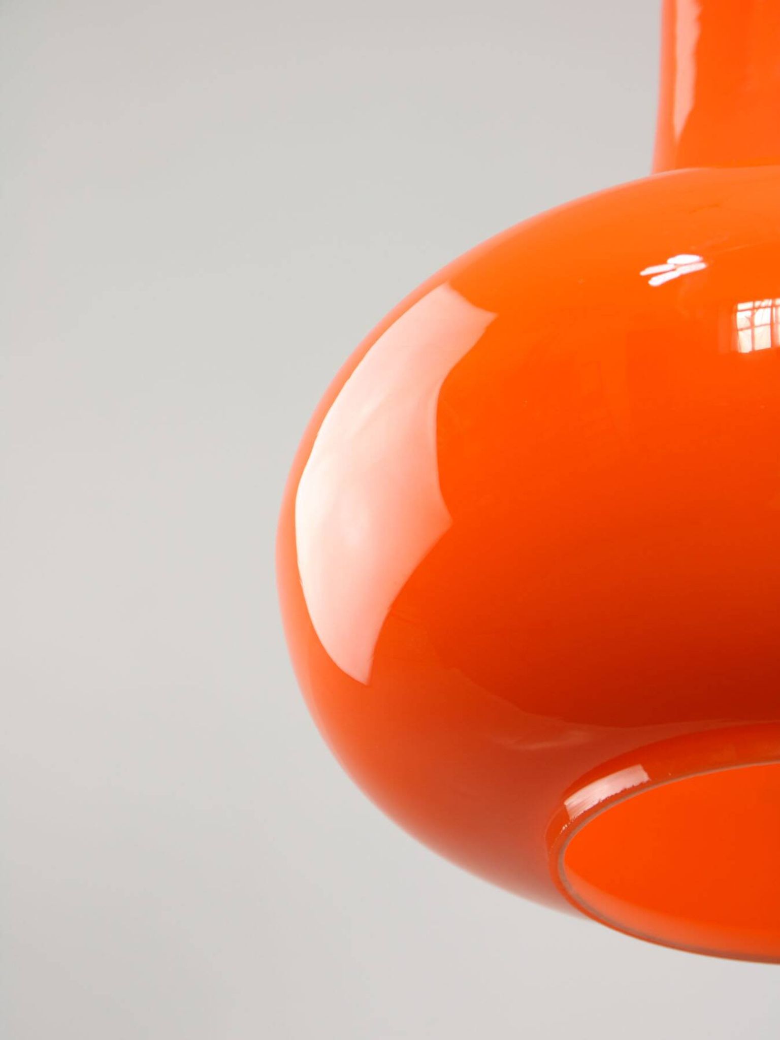 Mid-Century Italian Orange Glass and Brass Pendant Lamp