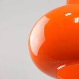 Mid-Century Italian Orange Glass and Brass Pendant Lamp