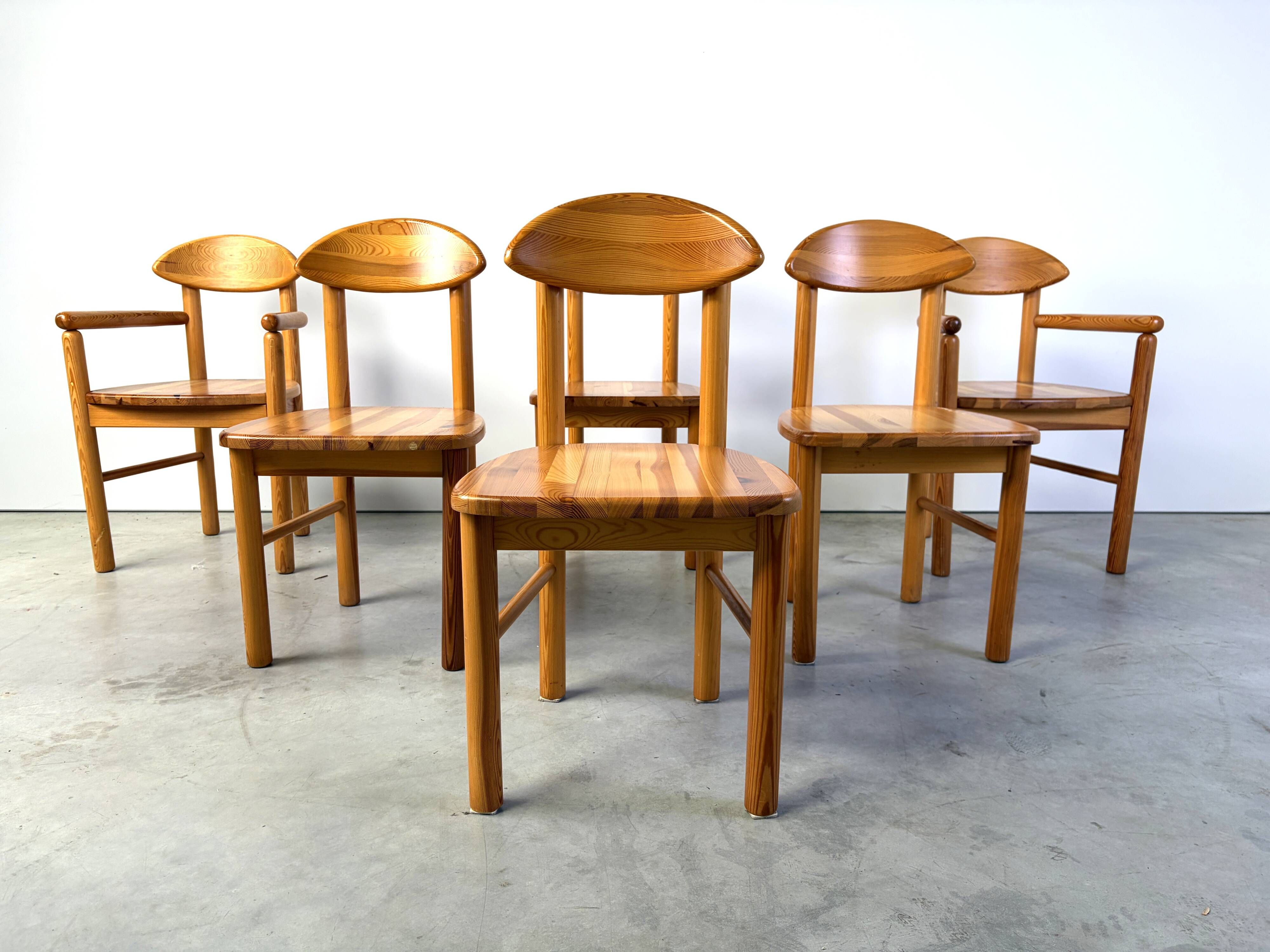Set of 6 Scandinavian solid pine wood dining chairs by Rainer Daumiller for Hirtshals Savvaerk