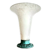 Art Deco vase in frosted glass and cast iron