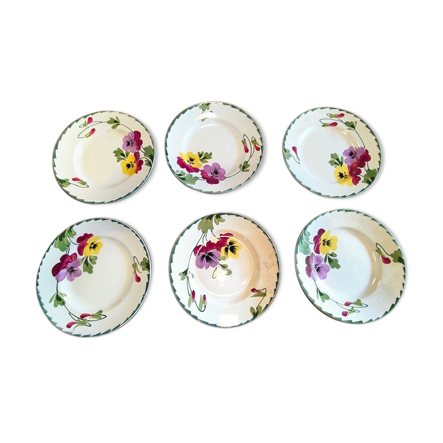 Flat plates Iron Earth Hamage St amand Porcelain Old Vintage dp 1021F66