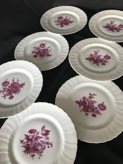 7 porcelain plates from limoges, bernardaud