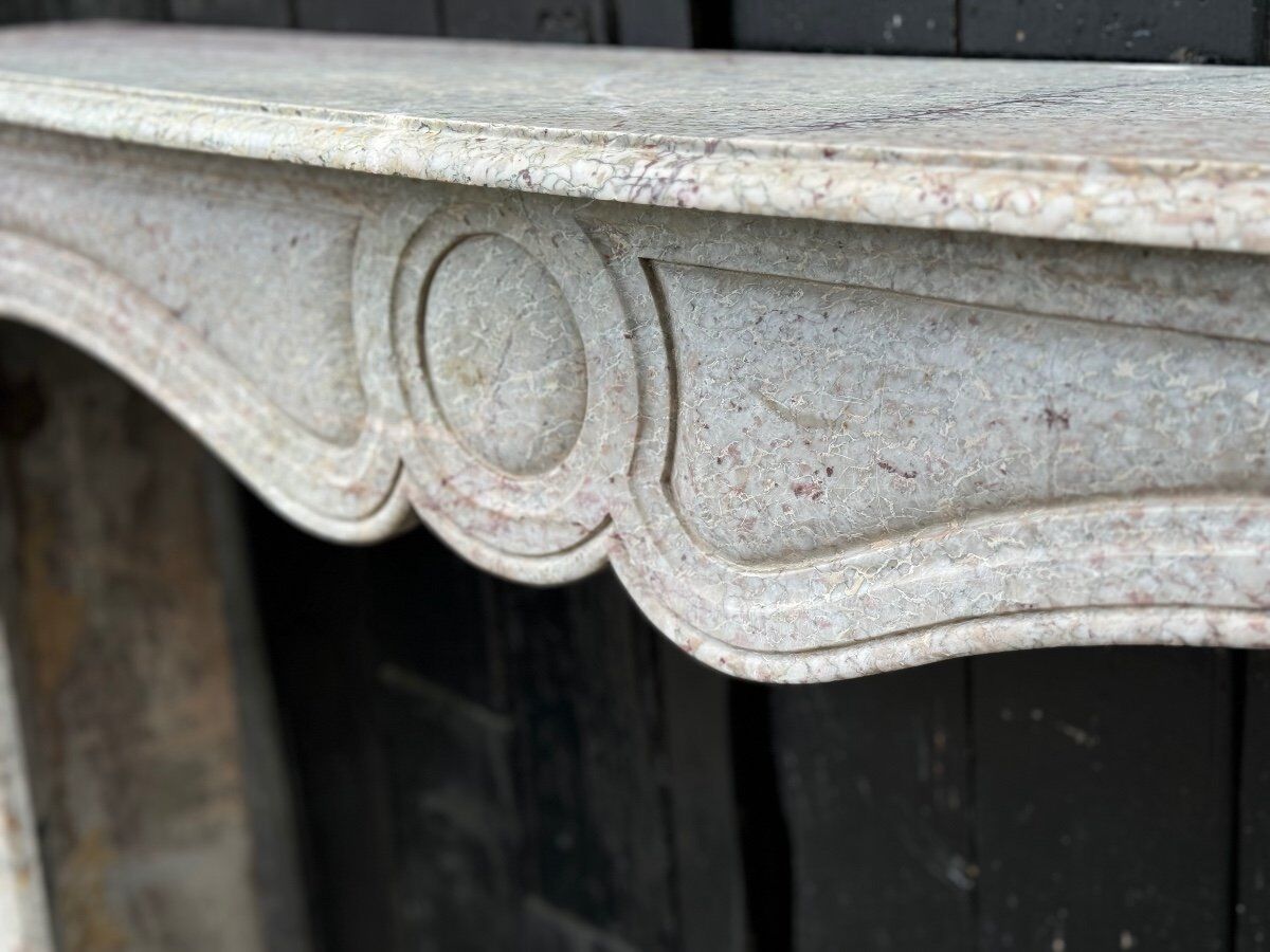Louis XV Pompadour style fireplace in pink marble circa 1900