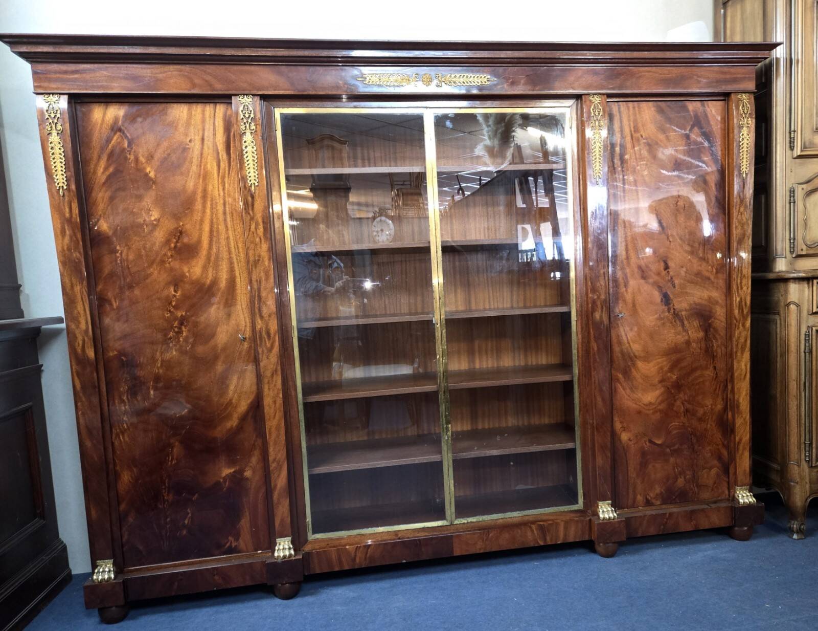 Large Empire style mahogany bookcase from the 20th century