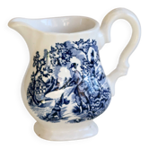 Vintage Myott milk jug "The Hunter" - English blue and white porcelain