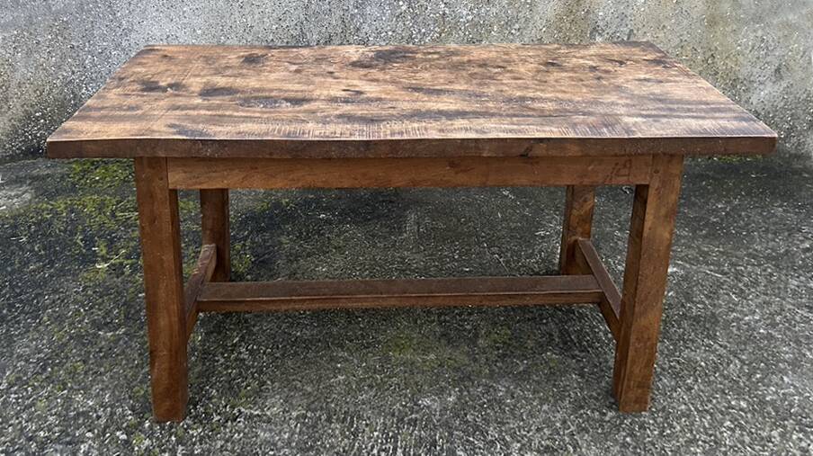 Farmhouse coffee table, solid oak, vintage, early 20th century.