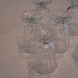 Set of 6 antique faceted stemmed wine glasses in very good condition.