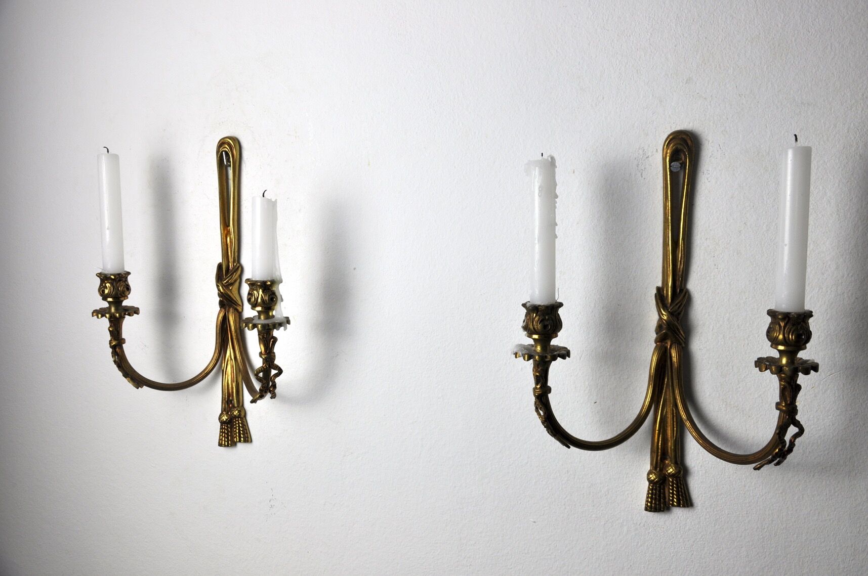 Pair of brass candlesticks, France, 1980